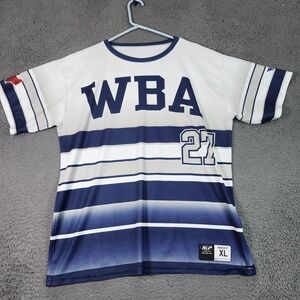 MVP WBA Jersey Shirt Mens XL Blue White Striped Performance Baseball WRAY 27